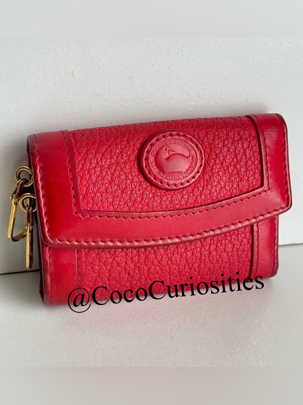 Dooney and Bourke Red Leather Keychain Key Wallet Bifold Caddy